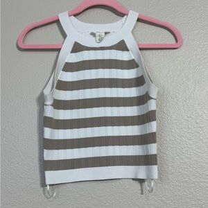 Happily Gray Striped Sleeveless Knit Top Size L